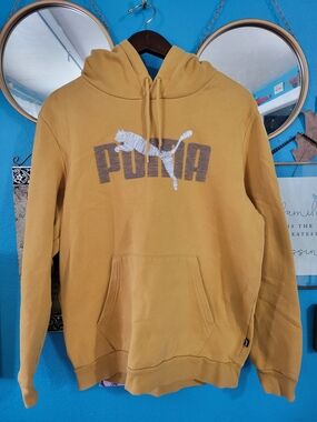 Puma Mustard Pullover Hoodie with Logo